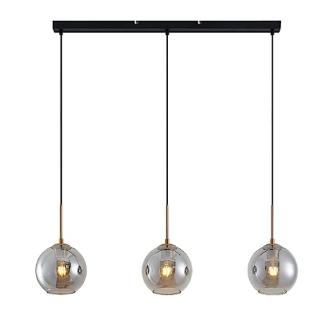 Lindby Pendelleuchte Hiwana (Modern) in Alu aus Glas (3 flammig, E27) - Hängelampe Esstischlampe Hängeleuchte Wohnzimmerleuchte