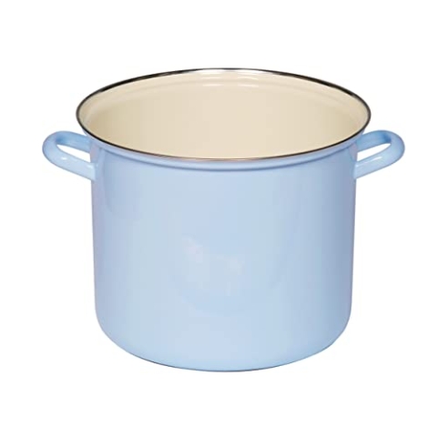 Riess, 0272-006, Topf mit Chromrand 18, CLASSIC - BUNT/PASTELL, Farbe Blau, Durchmesser 18 cm, Höhe 15.6 cm, Inhalt 3 Liter, Emaille, OHNE DECKEL, Deckel optional, Kochtopf, Induktion