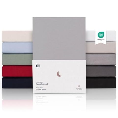 Blumtal® Premium Spannbettlaken 180x200cm Boxspringbett Jersey im 2er Set - Oeko-TEX zertifiziertes Spannbettlaken 180x200cm Baumwolle 100% - Spannbettlaken Boxspringbett 180x200cm in Dunkelgrau