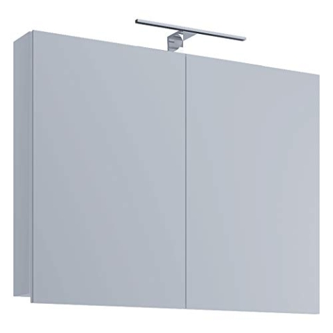 VCM Badschrank zeitlos | Maße ca. H. 59 x B. 80 x T. 12 cm | Zwei Drehtüren | Spiegelschrank - Badinos 40 x 80 cm Weiß