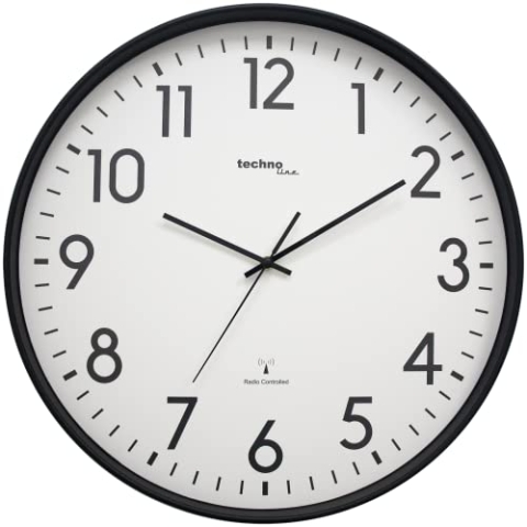technoline XXL Funkwanduhr WT8998, 50 cm, Bahnhofsuhr, XXL Wanduhr, Schwarz