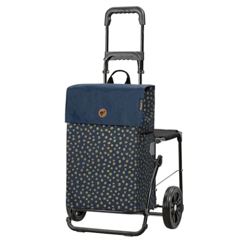 ANDERSEN Einkaufstrolley - Komfort Shopper Fita blau 47 L Einkaufsroller, langlebig, stylisch, klappbar, mit Sitz, multifunktional