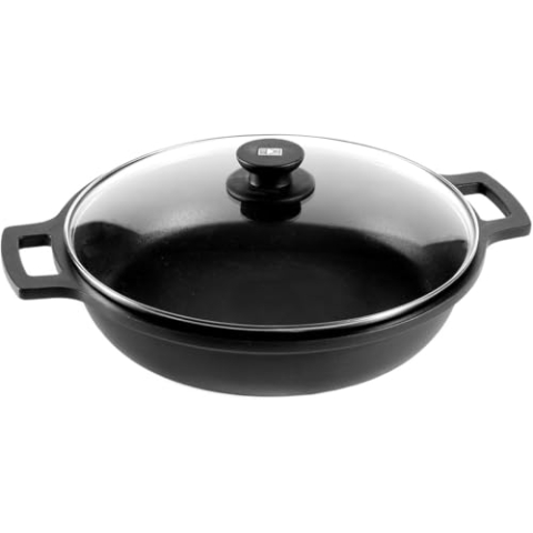 BRA Kochtopf, flach, aluguss, Schwarz, 24 cm, 4