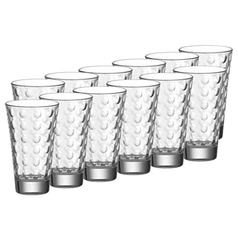 Leonardo Ciao Optic Wasser-Gläser, 12er Set, spülmaschinengeeignete Saft-Gläser, Trink-Becher aus Glas mit Muster, 300 ml, 048856