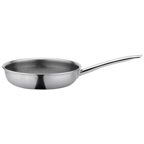 Spring Vulcano Cut Resist PURE XL Ø 24 cm, Edelstahl, Antihaftbeschichtet, 100% PFAS frei, Induktionsgeeignet, 5-lagen Mehrschichtmaterial, Kratzfest, Ofen feste Bratpfanne