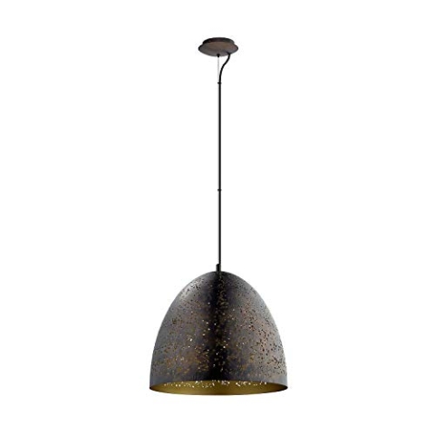 EGLO Pendellampe Safi, 1 flammige Vintage Pendelleuchte im Industrial Design, Retro Hängelampe aus Stahl, Ø: 40,5 cm, Farbe: Braun, gold, Fassung: E27
