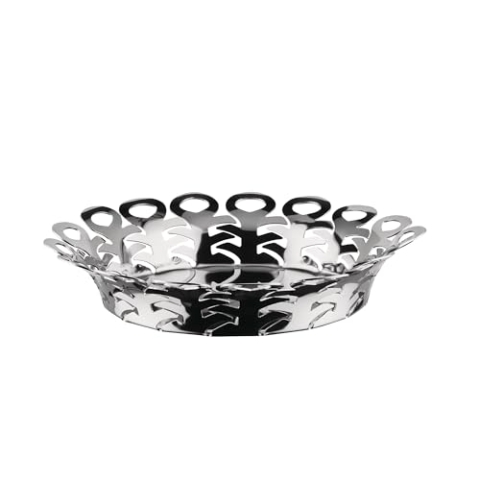 Alessi Vimini Korbschale, durchbrochen, Edelstahl 18/10, Stahl, 25 cm