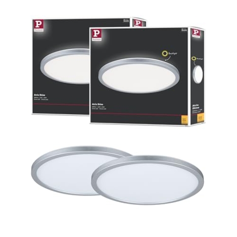 Paulmann 5225 Bundle LED Panel Abia 2er Pack rund 300mm 22W 2200lm 2700K Chrom matt Lichtpanel