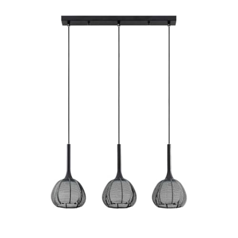 Lucande Pendelleuchte Tetira (Modern) in Schwarz aus Metall (3 flammig, E14) - Deckenlampe Esstischlampe Hängelampe Hängeleuchte Wohnzimmerleuchte