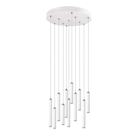 Trio Leuchten LED Pendelleuchte Tubular 321691131, Metall Weiß matt, inkl. 11x 2,8 Watt LED, Switch Dimmer