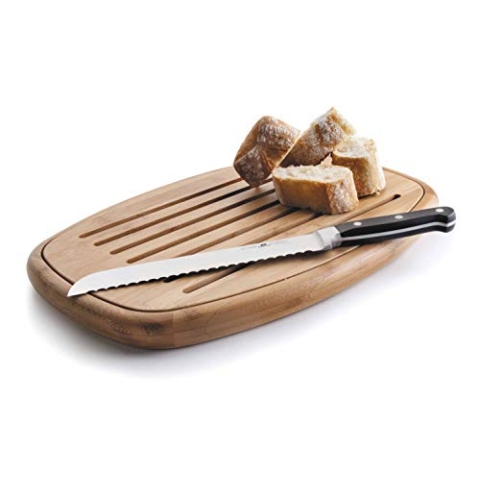 Lacor 60491 Ovale Brot Schneidebrett bambu 40x27x3cm, Bambus, Brown, 40 x 27 x 3 cm