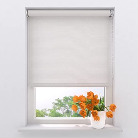 Radeco® Lichtdurchlässiges Rollo 85 x 190 cm helles weiß, Größen von 40 bis 240 Breite, ohne Bohren möglich, Rollo wandmontage, Rollo 85 cm breit, Fenster rollos für innen, rollos für Fenster