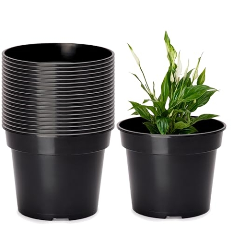Garronda Blumentopf Kunststoff Pflanztopf rund Kräutertopf Anzuchttöpfe Blumentopf Schwarz für Innen und Aussen 31cm GD-0025 (20 Stück Schwarz, ⌀ 31 cm H 24 cm)