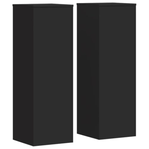 vidaXL Pflanzenständer 2 Stk., Blumenständer Hohle Konstruktion, Dekosäule Podest für Pflanzen Dekoartikel, Blumenhocker Blumensäule, Schwarz Holzwerkstoff