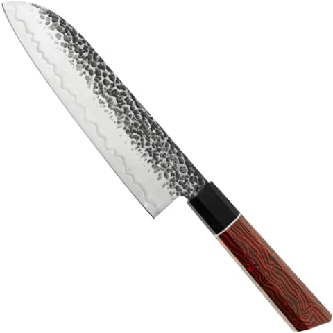 Eden Quality Products Eden Elements Santoku 2001-318, 19 cm, Asiatisches Küchenmesser aus rostfreiem Stahl mit farbigem Griff