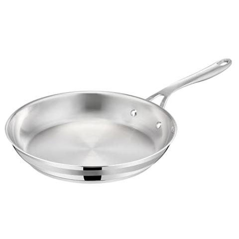 Jamie Oliver by Tefal Cook Smart Bratpfanne 28cm, unbeschichteter Edelstahl, induktionsgeeignet, Thermo-Fusion Boden, recycelbar, genieteter Griff, Edelstahl, E3110655