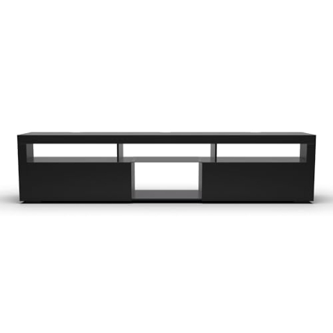 blumfeldt TV Board, Wohnzimmer Möbel für TV, 150 cm Fernsehschrank mit Color-LEDs, Großes TV-Lowboard, Niedrige TV-Schränke mit Stauraum, Schrank für Fernseher, TV-Schrank Modern, Schwarz