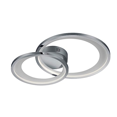 Trio Leuchten LED Deckenleuchte Granada 673810206, Metall Chrom/Weiß, inkl. 29 Watt LED, Switch Dimmer