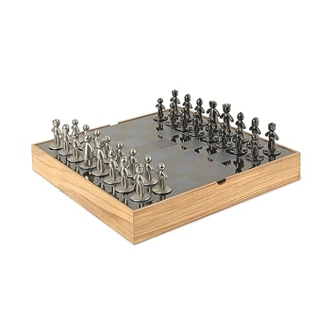 Umbra Buddy Holz Schachspiel für Erwachsene und Kinder, Eschenholz, Natur, 36 x 36 x 6 cm