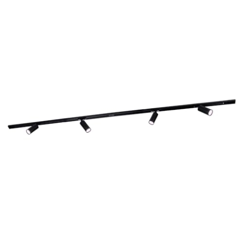Ledvion - Smart LED Stromschienenbeleuchtung 2M + 4 Stromschienenstrahler (4.9W, RGB, Schwarz, Dimmbar), 1-phasige Stromschienenleuchte