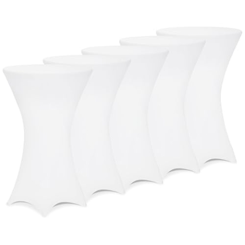 Deuba® 5X Stehtisch Hussen Ø 60-65/70-75/80-85cm Viele Farben 30°C Waschbar Verstärkte Standfüße Stehtischhusse Überzug Stretch (Ø 60-65cm, Weiß)