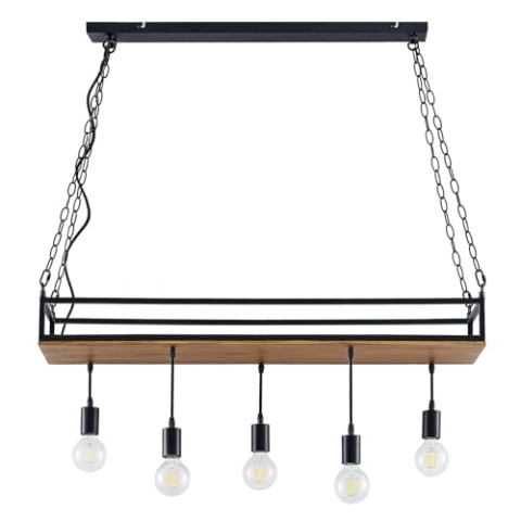 Lindby Esstisch Pendelleuchte mit Ablagefläche, Käfig Hängelampe Lampe Wohnzimmer 5x E27 max. 15W ohne Leuchtmittel Kronleuchter Esszimmerlampe