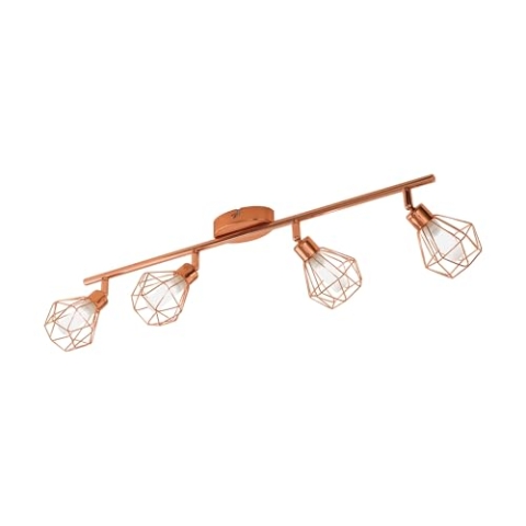EGLO LED Deckenlampe Zapata, 4 flammige Deckenleuchte, Deckenstrahler aus Metall und satiniertem Glas, Wohnzimmerlampe in Kupfer, Weiß, Flurlampe inkl. G9 Leuchtmittel, warmweiß