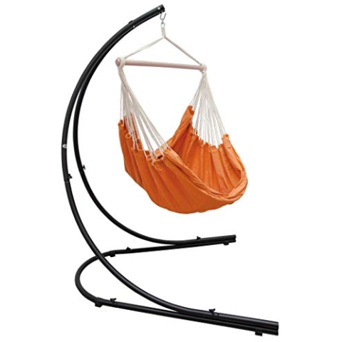 AMANKA XXL Hängesessel mit Gestell Outdoor - 210cm Metall Gestell für Hängesessel - 185x130cm Hängestuhl mit Ständer Hängesitz Gartenmöbel Hängesessel Balkon mit Gestell Gartenschaukel für Erwachsene