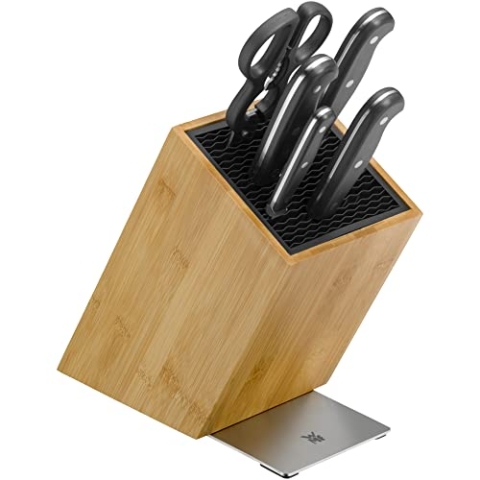 WMF Spitzenklasse Plus Asia Messerblock mit Messerset 6teilig, Made in Germany, 4 Messer geschmiedet, Schere, FlexTec Messerblock, Performance Cut