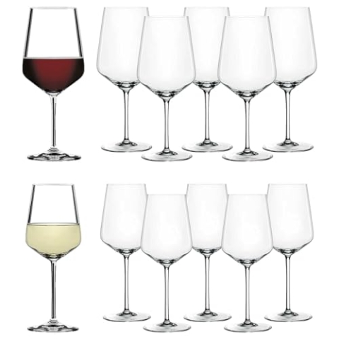 Spiegelau & Nachtmann, 12-teiliges Stielgläser-Set, Kristallglas, Rotweingläser 630 ml und Weißweingläser 440 ml, Style, 4670194