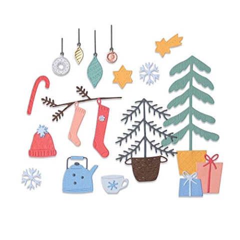Sizzix 664497 THINLITS Dies CMAS Cutting Dies, Papier, Christmas Cheer, Einheitsgröße