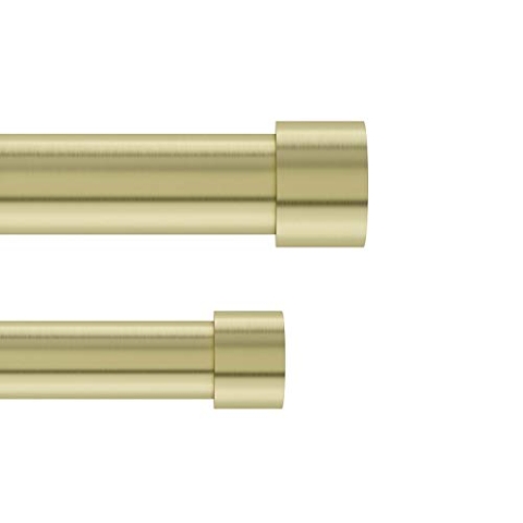 Umbra 1014557-104 Cappa 1-Inch Double Curtain Rod, Includes 2 Matching Finials, Brackets & Hardware, 36 to 66, Brass, Messing