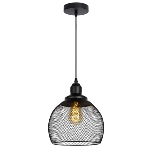 LUCIDE MESH - Pendelleuchten - Ø 22 cm - 1xE27 - Schwarz