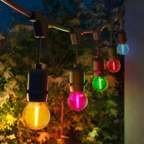 Ledvion - Lichterkette, 30M, Inklusive 30x E27 LED Multicolor, 30W, 2100K, IP65, Außenlichterkette