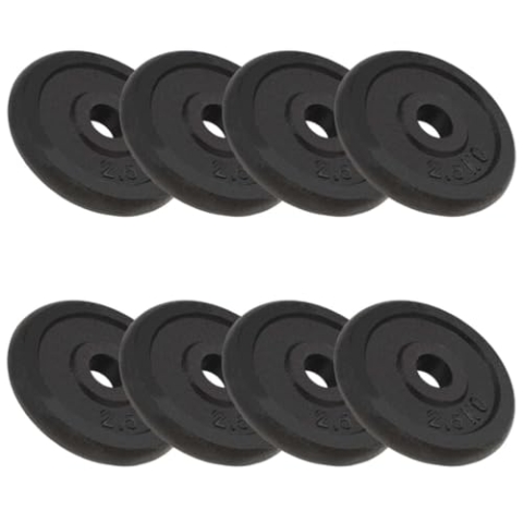 vidaXL 8X Hantelscheiben Gewichtsscheiben Hantel Gewichte Scheiben Hantelscheibenset für Langhantel Kurzhantel 8x2,5kg Guss Gusseisen Schwarz