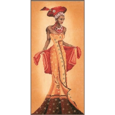 Lanarte Kreuzstich Stickpackungen Gezählter Kreuzstichbilder Set AFRIKANISCHE MODE I Wanddekoration Handarbeit Set für Erwachsene 20 x 40 cm DIY Deko Bastelset Handwerker Kreative Geschenkset