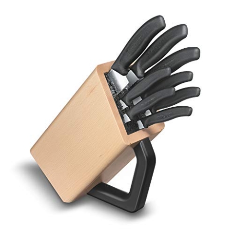 Victorinox Swiss Classic Messerblock, gefüllt, 8-teilig, Messer-Aufbewahrung, Elegantes Design, Holz