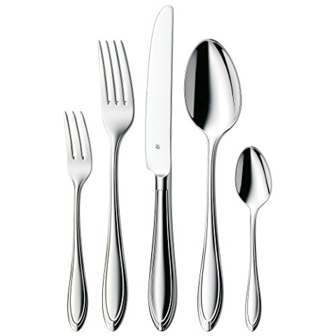 WMF Verona Besteckset, 12 Personen, 60-teilig, Monobloc-Messer, Cromargan Edelstahl poliert, glänzend, spülmaschinengeeignet
