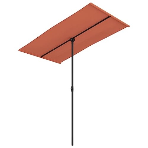 vidaXL Sonnenschirm mit Aluminium-Mast Höhenverstellbar Drehbar Ampelschirm Gartenschirm Marktschirm Strandschirm Schirm Sonnenschutz 180x110cm Terracotta-Rot