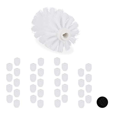 36 x Ersatzbürstenkopf für Klobürste, Ersatz WC Bürstenkopf, Kunststoff, 12 mm Gewinde, D: 8 cm, Klobürstenkopf, weiß