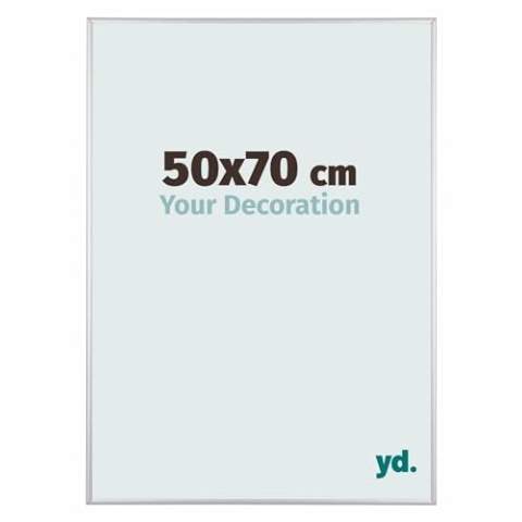 yd. Your Decoration - Bilderrahmen 50x70 cm - Silber Matt - Bilderrahmen aus Aluminium mit Acrylglas - Antireflex - 50x70 Rahmen - Austin