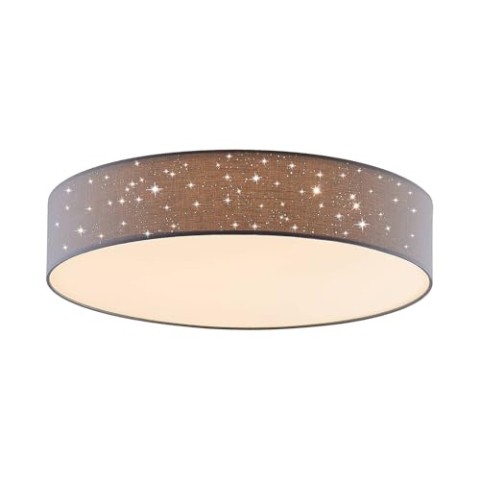 Lindby LED Deckenleuchte Ellamina dimmbar mit Leselampe (Modern) in Alu aus Textil (1 flammig,) - Lampe Deckenlampe Wohnzimmerleuchte