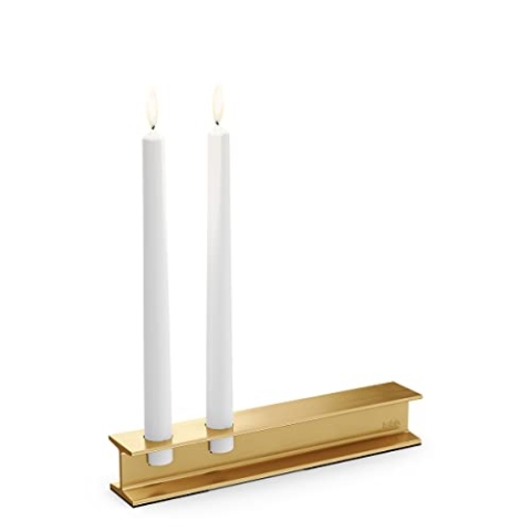 höfats - Henry Metal II Gold - Design Kerzenhalter für Zwei Stabkerzen - moderner Kerzenständer im Industrial Stahlträger-Style - aus Aluminium - Dekoration für Hochzeiten, Geburtstage, Geschenkidee