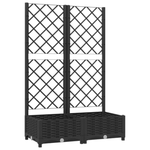 vidaXL Pflanzkübel mit Rankgitter Blumenkübel Pflanzkasten Blumentopf Blumenkasten Rankhilfe Spalier Gartenspalier Schwarz 80x40x121,5cm PP