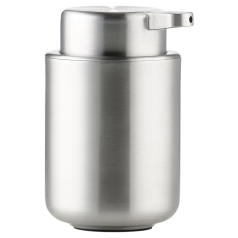 Zone Denmark Ume Seifenspender für Flüssigseife, Steingut/Keramik mit Soft Touch-Beschichtung, Skandinavisch im Design, 250 ml, Höhe 12,8 cm, Metall