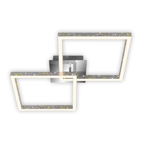 BRILONER Leuchten - LED Deckenleuchte mit Glitzereffekt, Deckenlampe Dimmbar, Schwenkbar Warmweißes Licht, LED Frame, Alu-Chrom, 3751-019