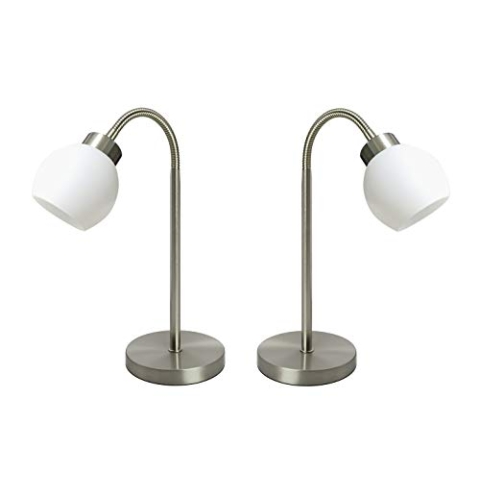 Trango 2er Pack LED Schreibtischlampe 2017-00 * 2 Tischleuchte Nachttischlampe Fensterbankleuchte Lampe *New Jersey* inkl. LED Leuchtmittel 3000K warmweiß