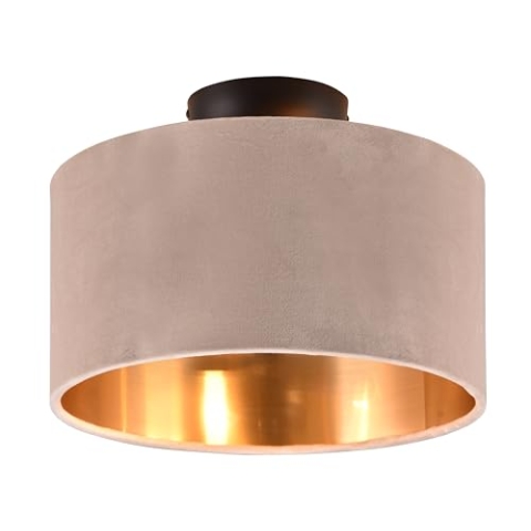 Trio Leuchten Deckenleuchte Julieta 619000244, Metall Schwarz matt, Schirm Samt Beige/goldfarbig, exkl. 2x E14