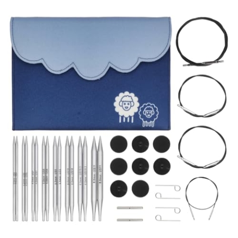 KnitPro austauschbare Rundstricknadelspitzen Deluxe-Set – Nova Metal (3,50–8,00 mm), Bunt