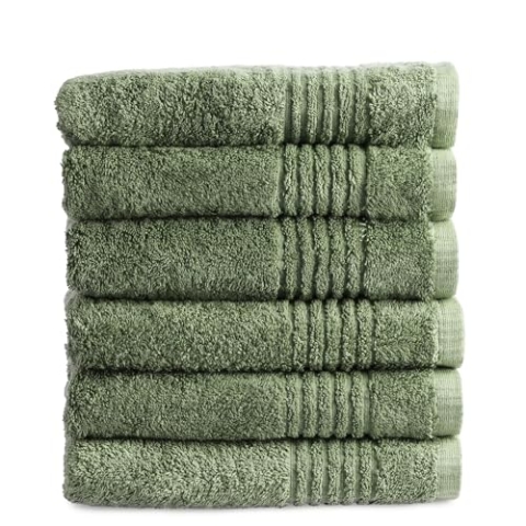 PHLOX Handtuch Set 50 x 100 cm – (6 Stück) 100% Baumwolle Badehandtücher – Oeko-Tex Made in Green Zertifiziert | 600 g/qm | Weiche & Saugfähige Badetücher Set – Premium Qualität - Grün